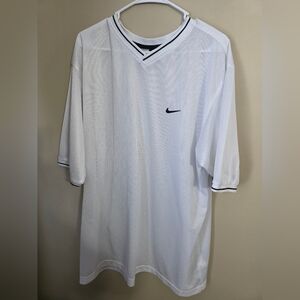 Vtg 90s Nike Mesh Jersey | XL | White & BlackV-Neck | Streetwear Embroider